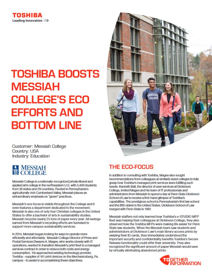 Messiah College Case Study, Toshiba, Batesville Typewriter